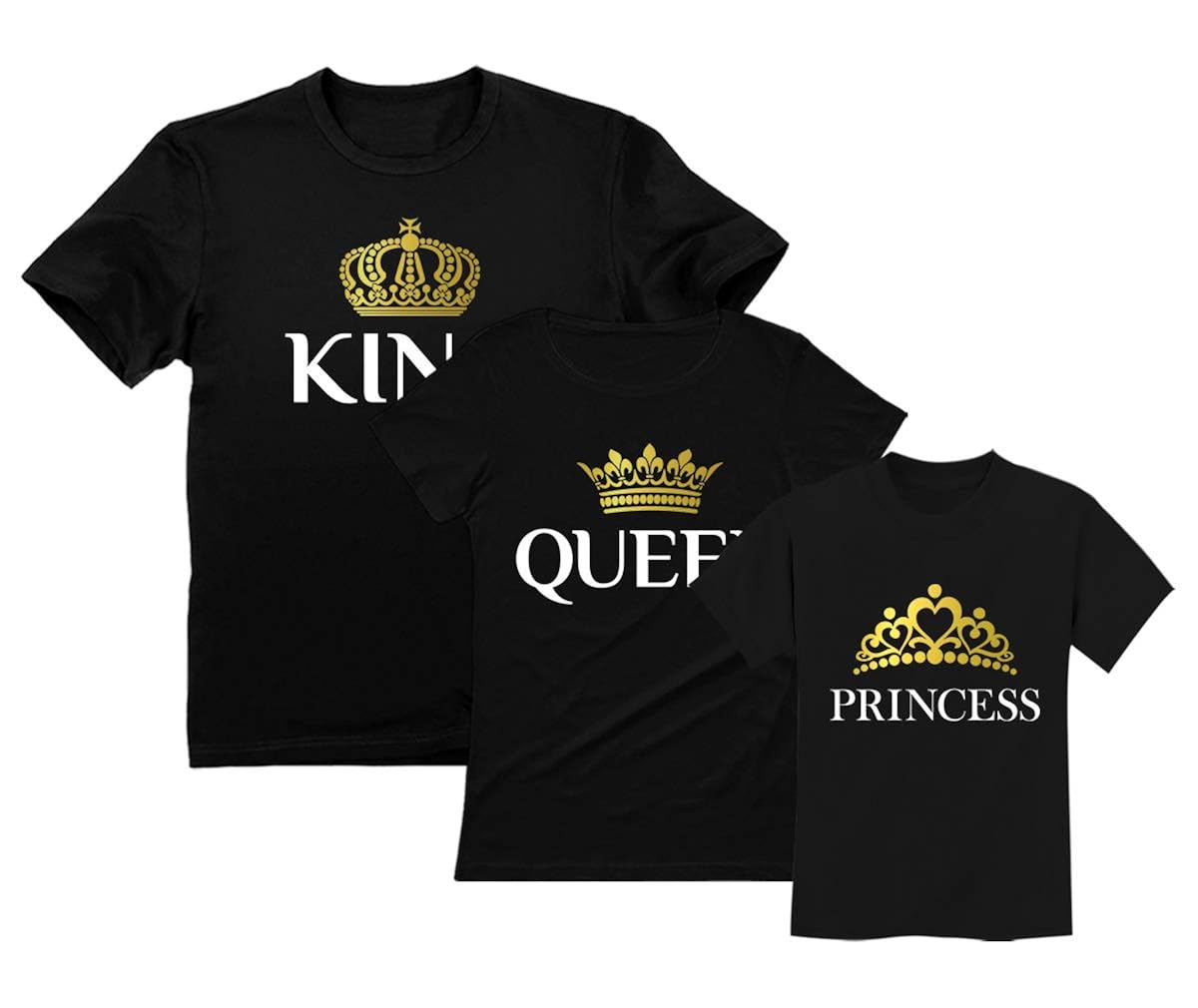 King Queen Princess Family Matching TShirts Husband Wife & Girl