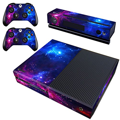 Decal Moments Xbox One Skin Set Vinyl Decal Skin Stickers Protective for Xbox One Console Kinect 2 Controllers-Purple Galaxy