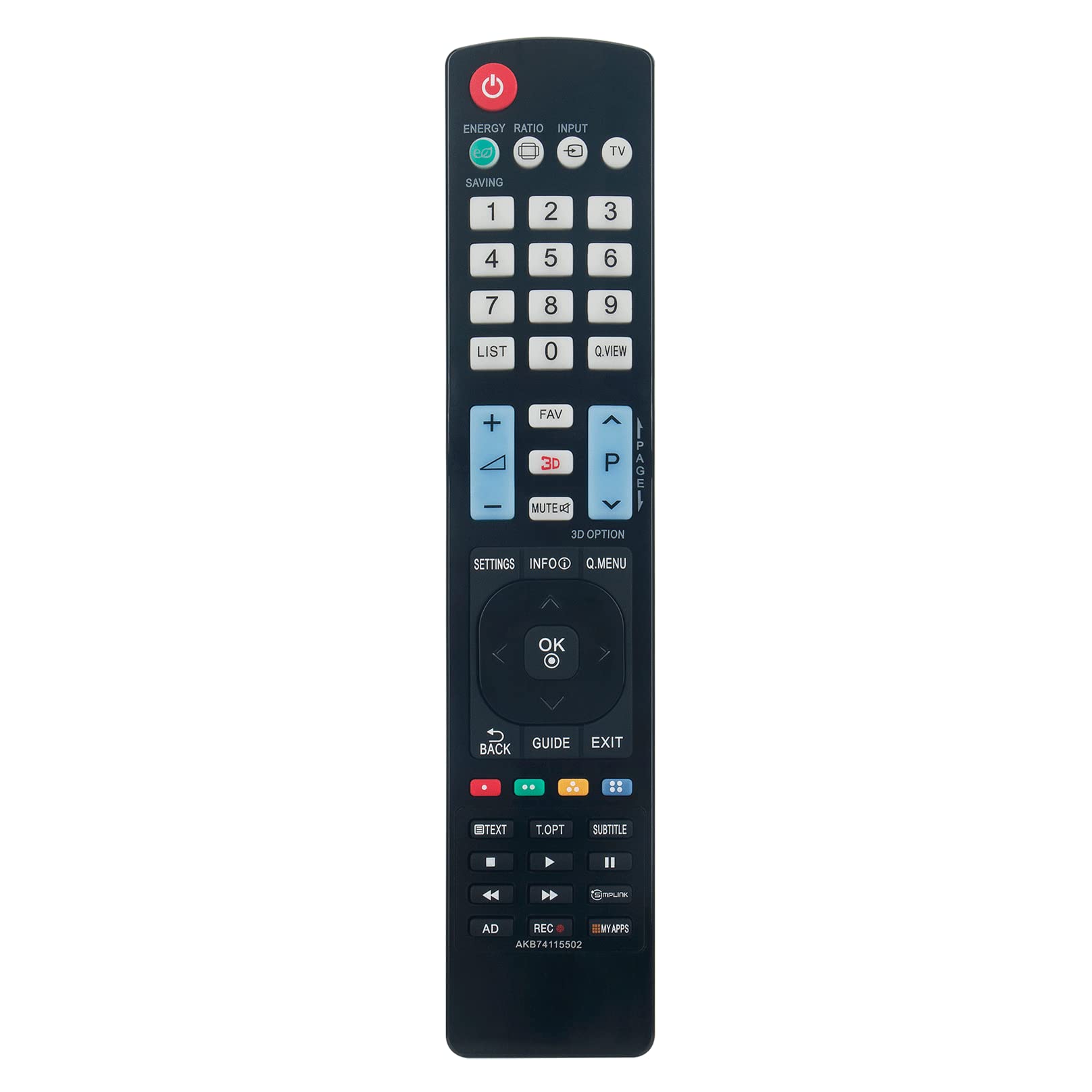 VINABTY AKB74115502 Replacement Remote Control Compatible with LG 3D HDTV TV remote 22LH2000AEUQ 22LH201CAEK 22LH201CAEU 22LH250CAEN 22LH250CAEU 19LG3000-ZA.AEUGLA 19LH2000-ZA