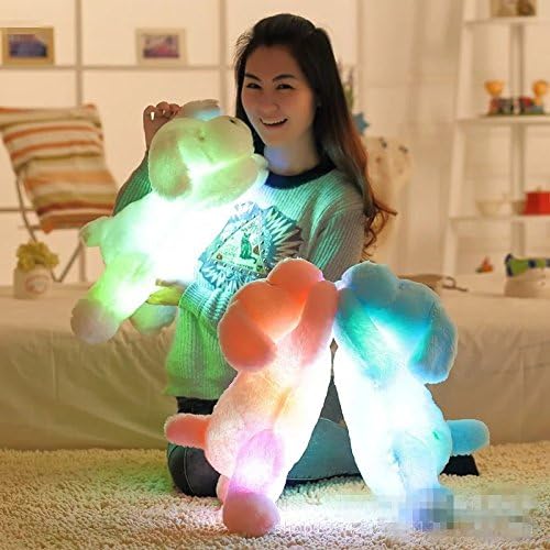80CM Big Size Creative Toy Cute Girl Inductive Teddy Dog Nightlight Plush Toy LED Glow Pillow Soft Light up Stuff Toy Dog Pet Quality,32 Inches For Toddlers(Pink)