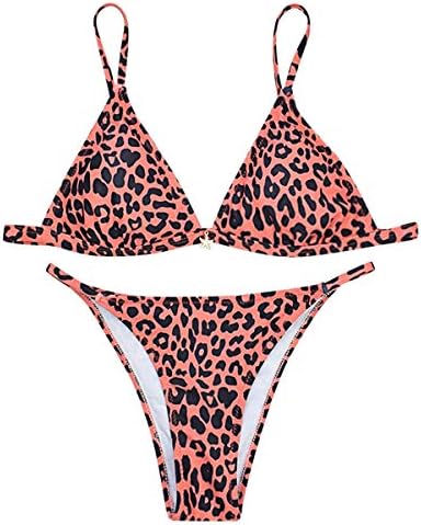 Dawwoti Spaghetti Strap Leopard Print Padded Low Waist Women Bikini Set