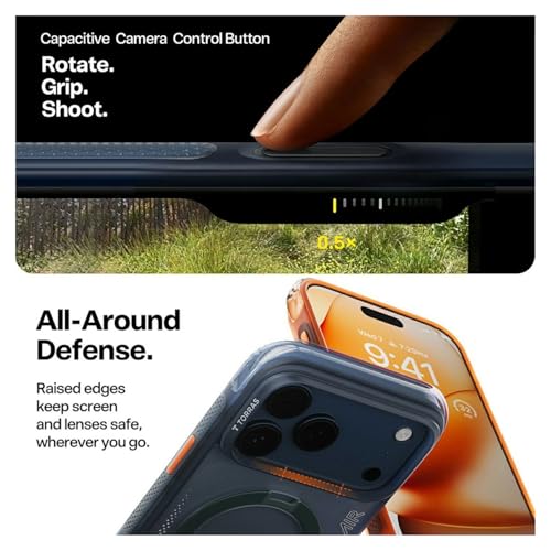 TORRAS Ostand Q3 Air for iPhone 17 Pro Max Case with 360 Magnetic Stand, Fit for Magnetic, Mil-Grade Drop Tested, Camera Control Button, Shockproof Phone Case for iPhone 17 Pro Max 6.9", Deep Blue