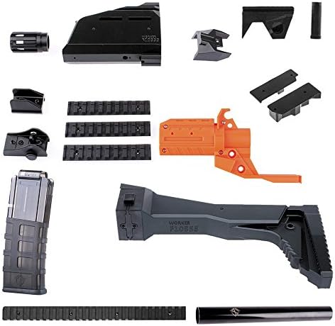F10555 Worker Mod 3D Printing No.107 EVO3 Kits Combo Combo 12 Items for Nerf Stryfe Modify Parts Toy Color Black(Blaster not included)