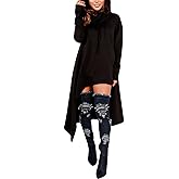 Sprifloral Womens Asymmetric Hem Long Sleeve Loose Casaul Hoodies Sweatshirts Tunic Tops