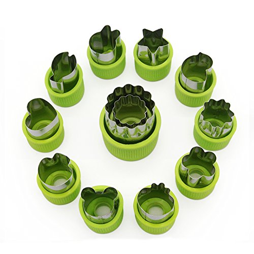 LetGoShop Mini Cookie Cutters Fruit Vegetable Cutter Shapes Set Cookie Stamps Mold Cookie Cutter Decorative Food for Kids Baking & Food Supplement Tools Accessories Green 12pcs