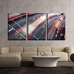 Motion Blurred City Road Traffic (Color Toned Image) x3 Panels