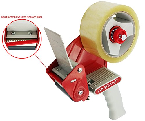 Amram Packing Tape Dispenser Gun 2 Inch Width Side Loading Includes 1 Roll of Tape