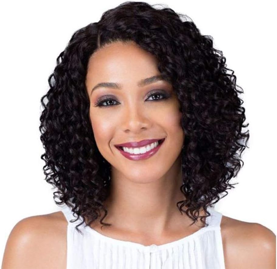 Short Lace Front Curly Wigs Black Wig for Women Synthetic Fiber 13" Kinky Curly
