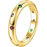 Episkeyk Gold Rings for Women Non Tarnish Stackable Rings 14k Gold Plated Pinky Ring for Women Cubic Zirconia Gift