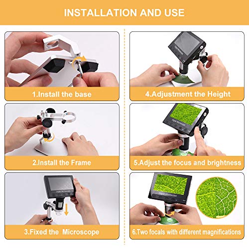 LCD Digital Microscope, Leanking 4.3 inch 50X-1000X Magnification 720P Microscope Camera