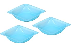 PATIKIL Square Weigh Boats, 3 Pack Plastic Small Scale Trays Powder Dispenser for Weighing Mixing, Blue