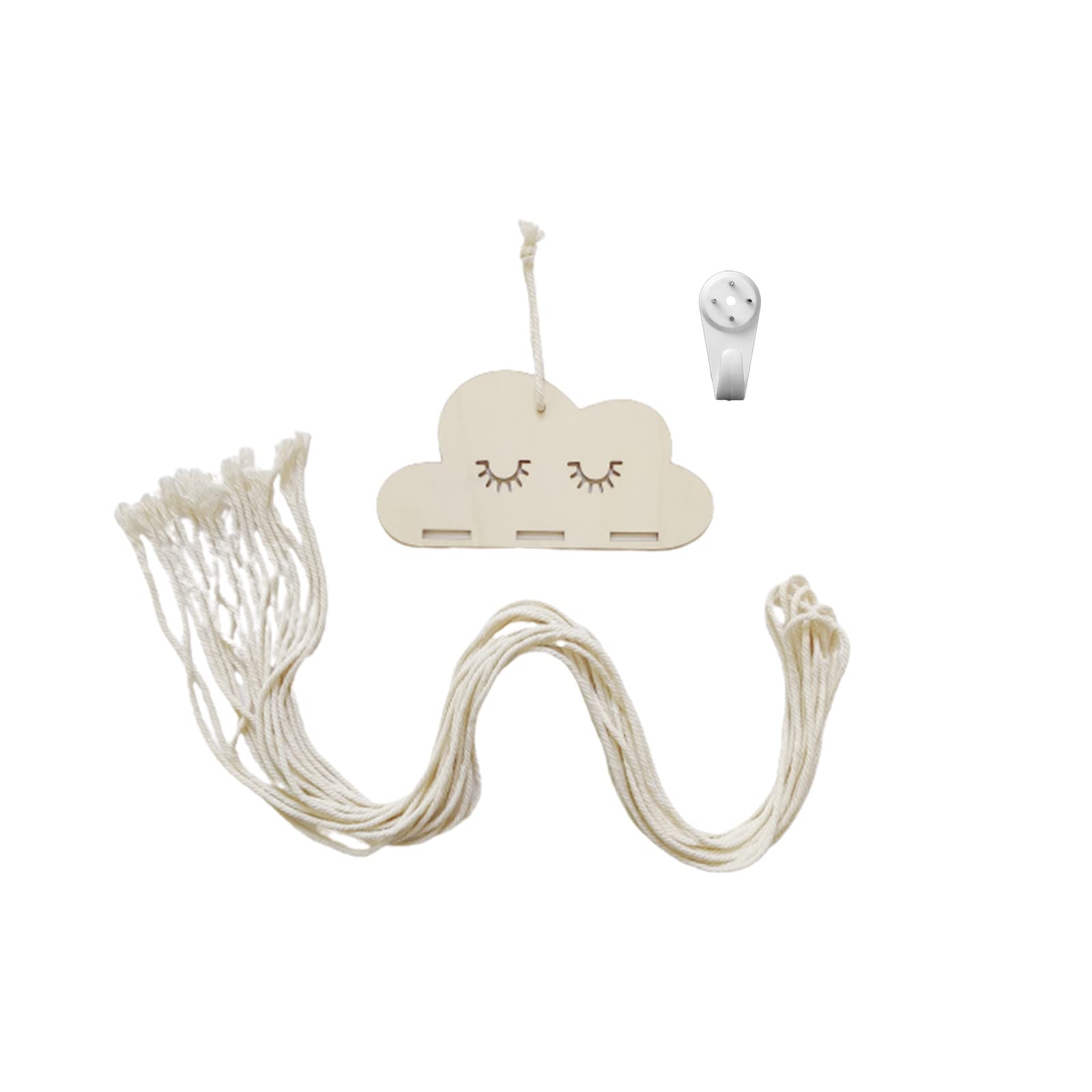 WLYCsheng Cloud-shaped Wooden Hair Clips Organizer Wall Hanging Hair Clips Holder Tassels Hair Bows Storage for Girls Hairpin Storage and Wall Decoration