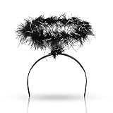 Dazone Feather Angel Halo Headband Fancy Xmas Party Dress Headwear Costume (Black)