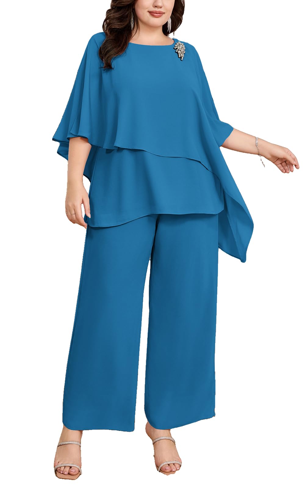 Photo 1 of ***(TOP ONLY -MISSING PANTS)*** Hanna Nikole Wedding Guest 1 Piece Mother of The Groom Top for Wedding Peacock Blue, Size Small