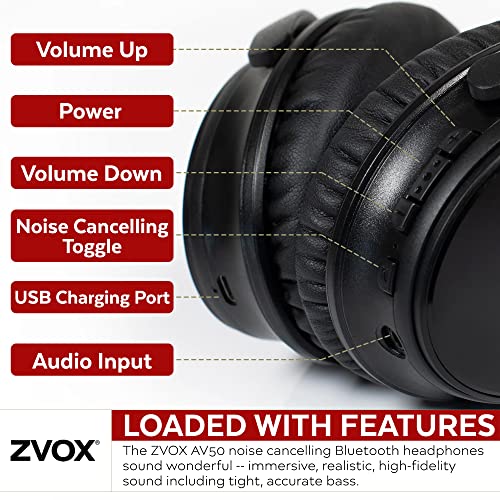 ZVOX Noise Cancelling Headphones Over Ear Bluetooth Headphones with