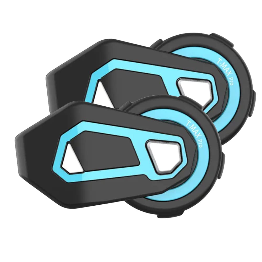 FreedConn TMAX Motorcycle Helmet Bluetooth Headset Intercom,Motorbike Communication System for 6 Riders,Range 1500m/FM radio/Hands Free/Music Share, IP65 Waterproof,2 Pack