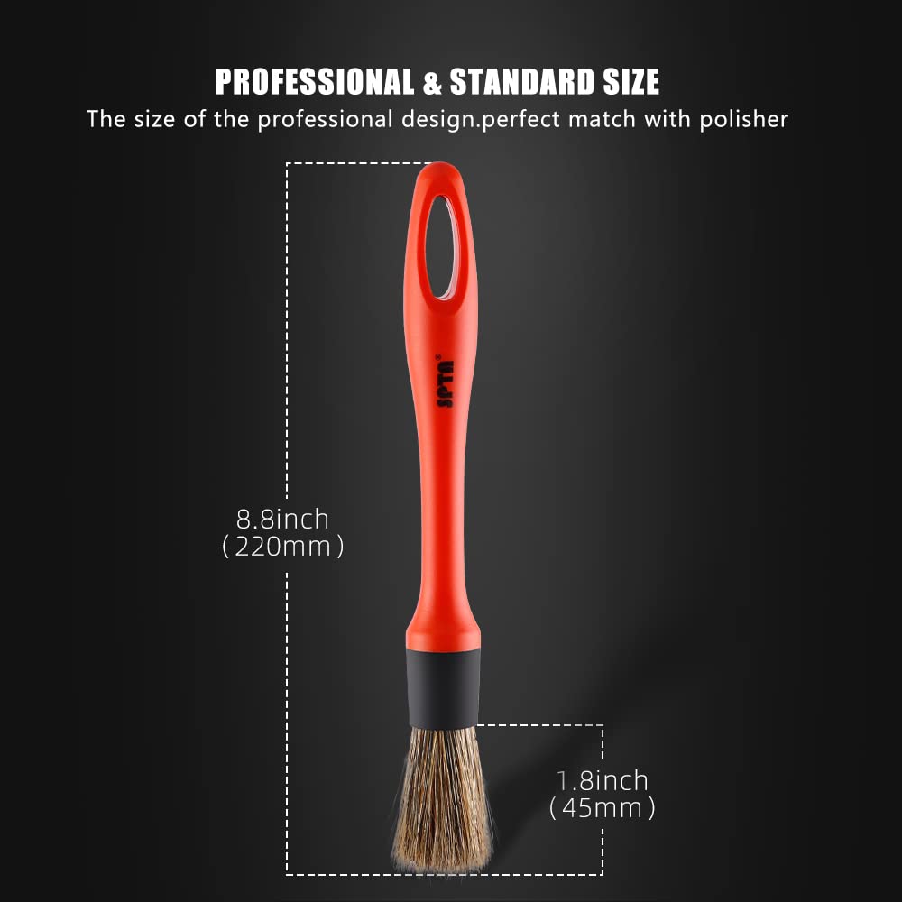 SPTA Detaillierungsbürsten-Set 5 Verschiedene Größen Premium-Naturhaar-Mischfaser-Kunststoffgriff Auto-Detailbürsten zum Reinigen von Rädern, Motor, Innenraum, Lüftungsschlitzen 3