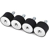 4Pcs M8 Rubber Vibration Isolator Mounts, Thread Pitches 1.25 | M8x1.25 Rubber Isolator Mounts for Portable Generator, Air Compressor, Water Pump, Refrigerator, Car and Boat