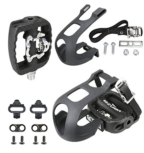 Venzo Fitness Exercise Spin Bike SPD Compatible Pedals with Toe Clips & Cleats