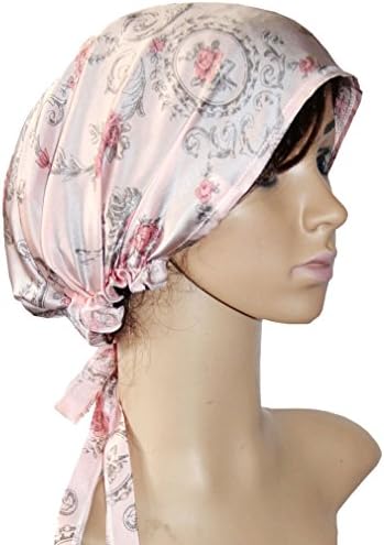 Highdeer Natural Silk Night Sleep Cap Bonnet Hat Head Cover For Curly Springy Hair, Peony