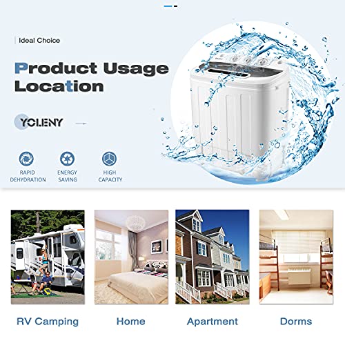 YOLENY 2IN1 Compact Mini Twin Tub Washing Machine, 16.5lbs Capacity w