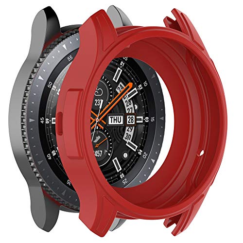 Lywey 1PC Soft TPU Prevent Scratches Protection Silicone Full Case Cover Best for Gear S3 Frontier/Galaxy Watch 42MM / 46MM (42MM, Red) - Thumbnail 2