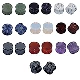 Longbeauty 10Pairs Mixed Stone Saddle Ear Plugs Stretcher Expander Tunnels Ear Gauges Piercing Jewelry