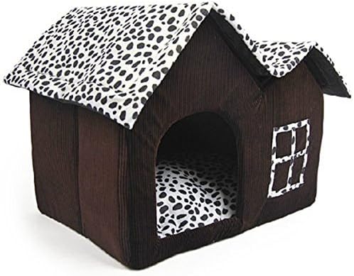 Large Double Cat Igloo House Kennel with Removable Cushion Self-Warming Pet Room Folding Indoor Hideout for Puppy Cat Rabbit