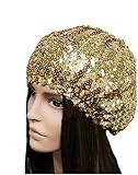 Vintage Women Lady Sparkly Shining Sequin Beret Hat Party Beanie Cap Club Dance Gold