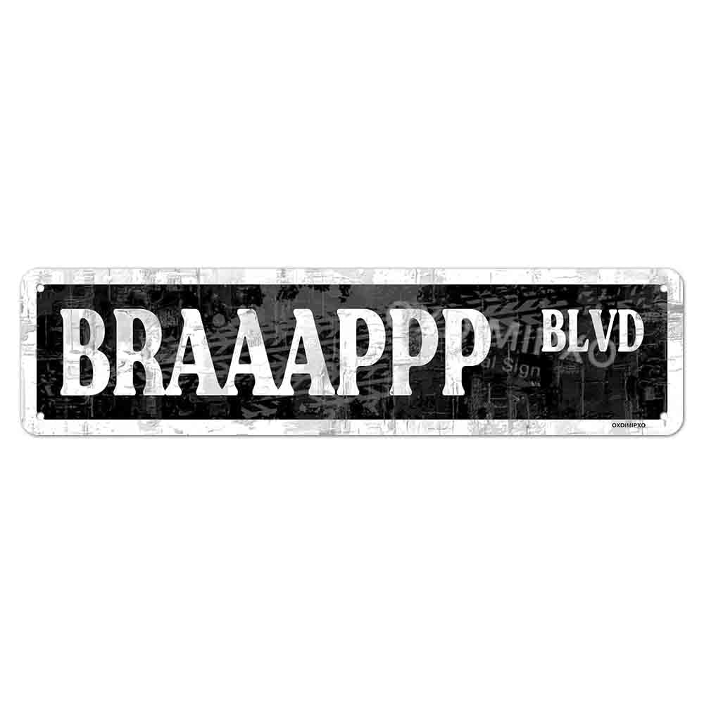 Photo 1 of Dirt Bike Metal Signs Braaappp Blvd Street Motocross Motorcycle Racing Racer Rider Trials Off Road Enduro Rally Mechanic Man Cave Garage Tin Plaque Sport Themed Gifts Wall Art Poster, Indoor/Outdoor