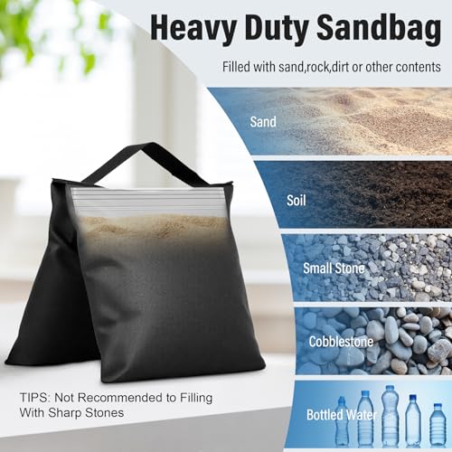 Victiv Set of 6 Heavy Duty Sand Bags, 57 x 26.5 cm Weight Bags for Photographic Tripod, 800D Oxford Sand Bags for Strengthening Weighting, Sand Bag for Garden, Tent, Parasol, Swing