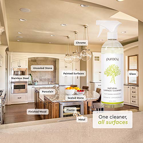 Puracy Natural Surface Cleaner, Organic, Spray Bottle Clear, Lemongrass
