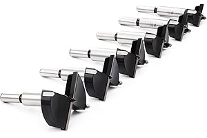 6PCS Forstner Drill Bit,Tungsten Carbide Tipped - for Hard Wood,Soft Wood Woodworking Hinge Cutter Tool Kits for Veneered Ply