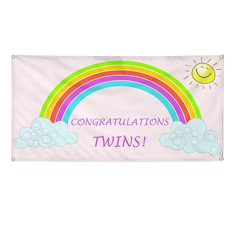 Amazon Com Vinyl Banner Sign Congratulations Twins Outdoor