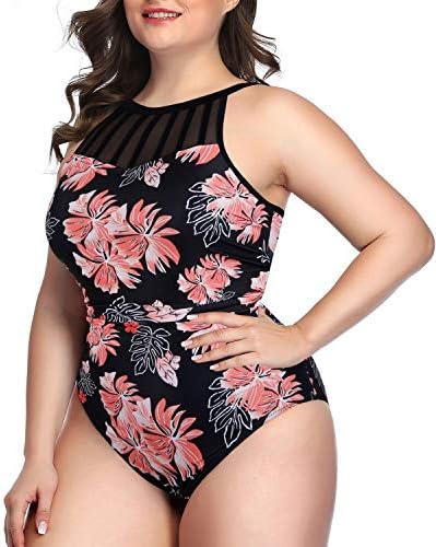 women's plus size high neck swimwear