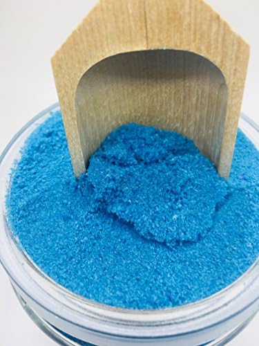 Bath fizzy powder Energy fragrance 10 oz glass container and wood scoop deconstructed bath bomb