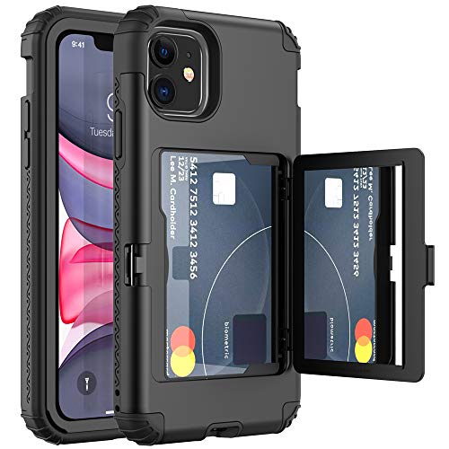 ANEMAT Compatible with iPhone 11 Case Card Holder Wallet, [Mirror