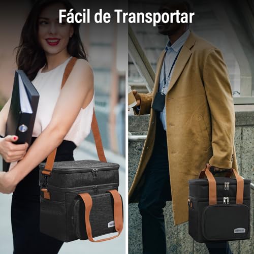 KIROGILY Loncheras para Mujer y Hombre, Lonchera Termica de Gran Capacidad de Doble Capa, Bolsa de Almuerzo con Cristales de Hielo, Lunch Bag Reutilizable