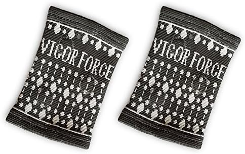 Tourmaline Wrist Compression Sleeves Helps with Recovery of Carpal Tunnel Symptoms, RSI, Arthritis, Tendonitis, Sprains and More. One Pair by Vigor Force