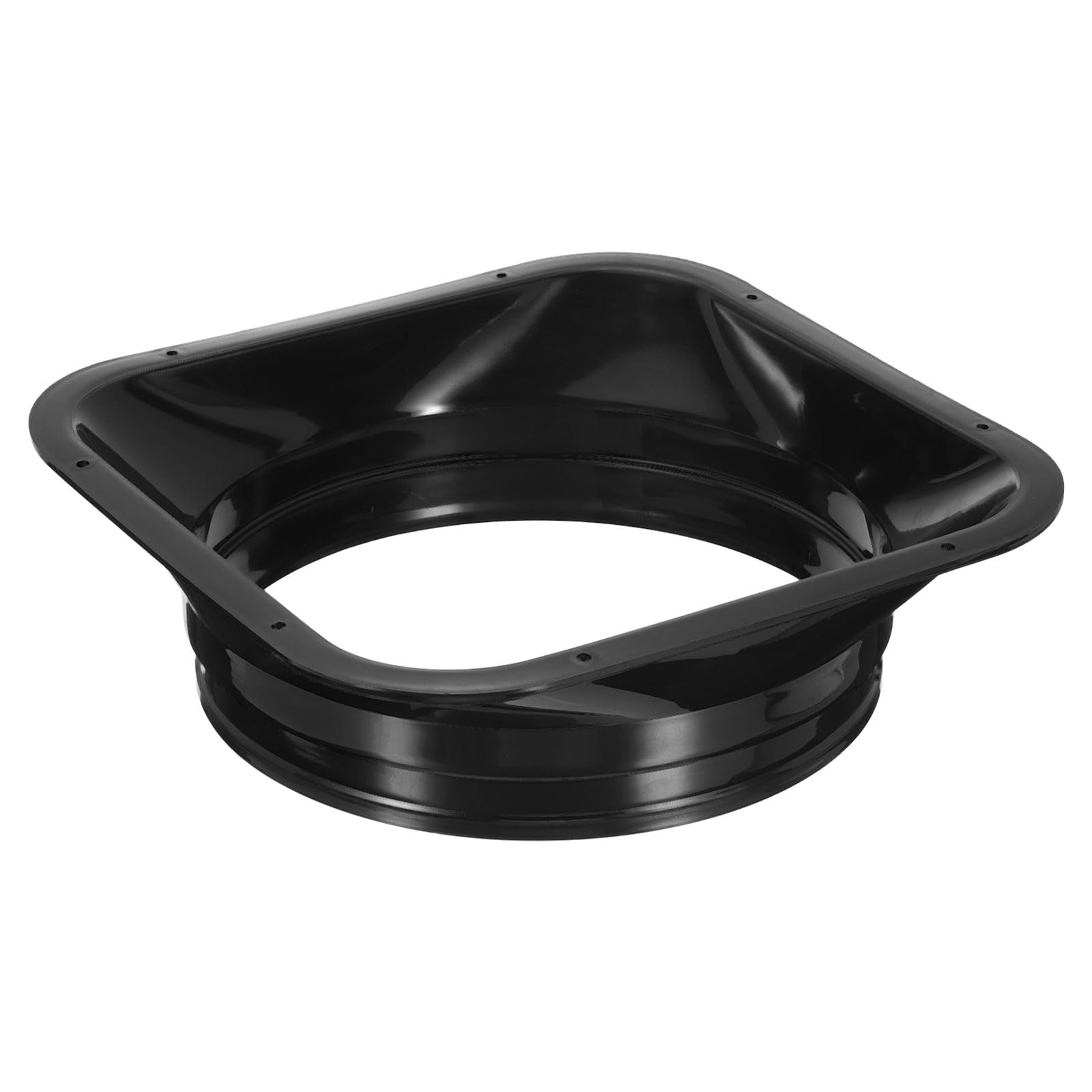 PATIKIL 10" Duct Connector Flange, PP Dryer Vent Wall Plate Square to Round Straight Ducting Plate for Air Heating Cooling Ventilation Exhaust Fan, Black