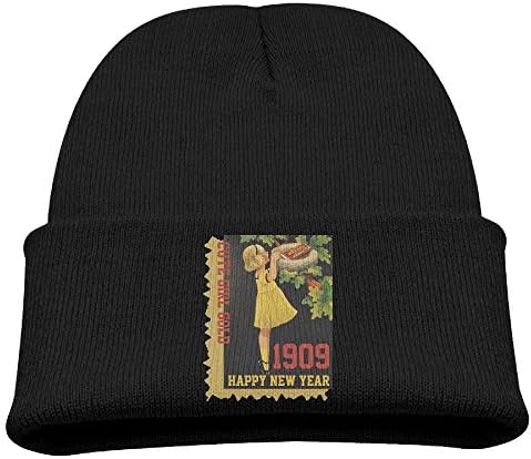 Children Happy New Year Cute Girl Gold 1909 Warm Winter Head Cap