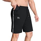 BROKIG Mens Inzip Long Gym Workout Shorts,7 inch Lounge Casual Short Basketball Sweat Athletic Shorts with Zipper Pocket