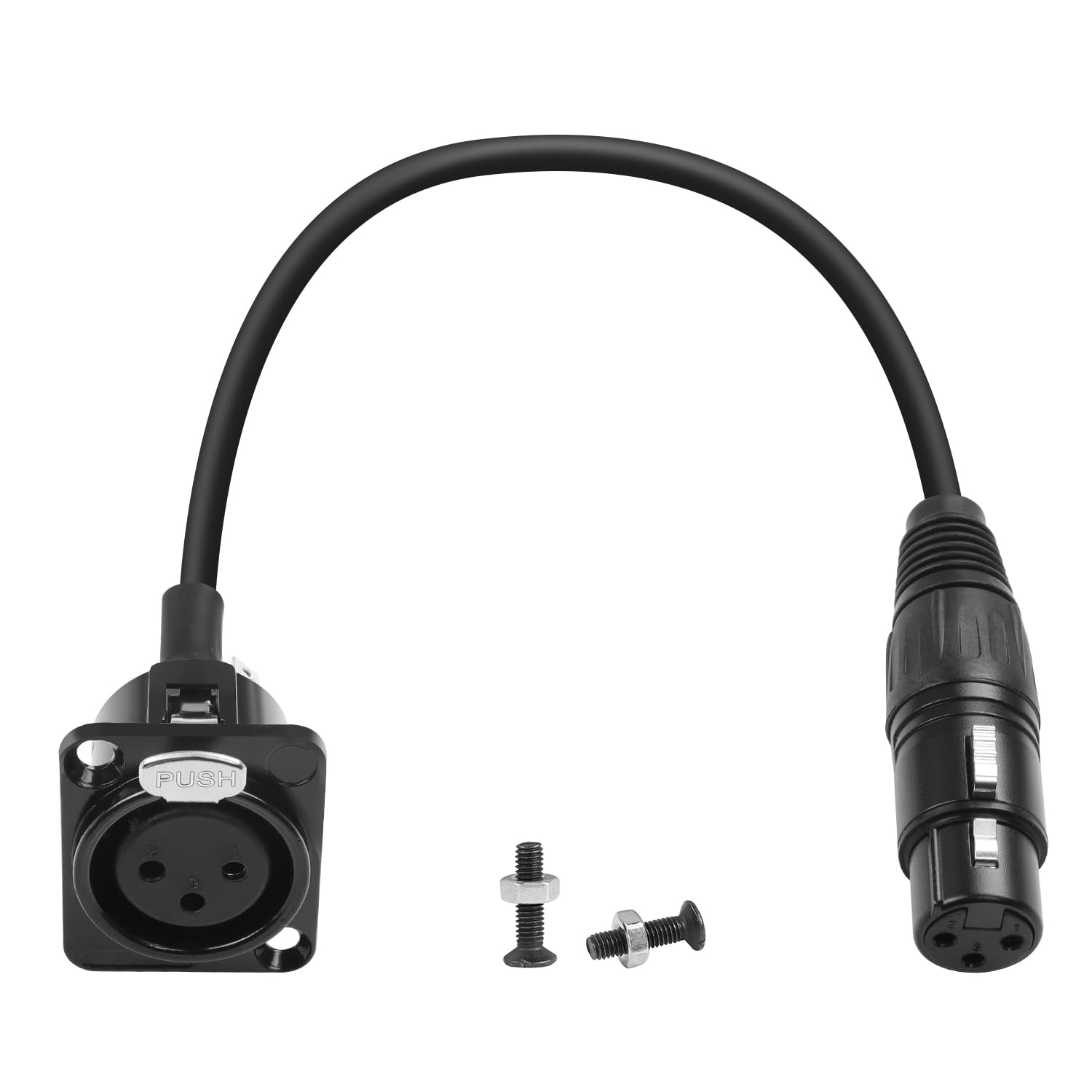 QIANRENON XLR Fixed Mount Short Cable Adapter - 3Pin Female to Female Panel Mount Mic Connector - Feedthrough Bulkhead Extender for Soundbox Mixing Console, 35cm/13.8in