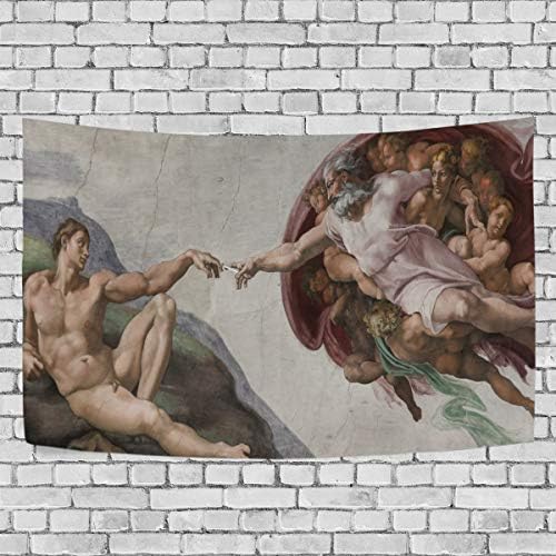 DJROW The Creation of Adam Decor Tapestry Wall Hanging for Bedroom Living Room Dorm 60x40(in)