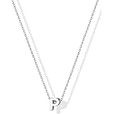 SILVERCUTE Valentines Day Gifts for Her - Small 925 Sterling Silver Initial Necklace for Women,Tiny Silver Initial Pendant Tiny Letter Necklace with Adjustable Chain,16"-18"