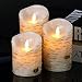 Enpornk ZW10003 Flameless Candles with brich Effect Set of 3 Dripless Real Wax Pillars Include Realistic Dancing LED Flames and 10-Key Remote Control with 24-Hour Timer Function, Birch 4