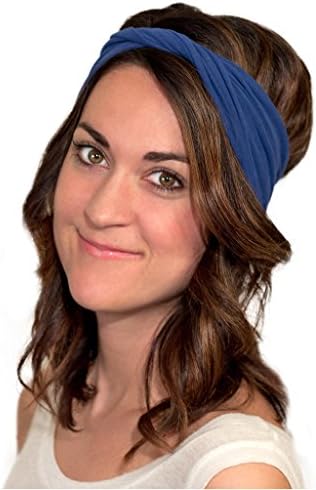 ORGANIC HEADBAND in ROYAL BLUE by KOOSHOO | Sweat-Wicking Head Wrap for Women Made from Premium Organic Cotton | One Size Fits All | Multiple Way Headband for Yoga, Dance, Travel and Bad-Hair Days