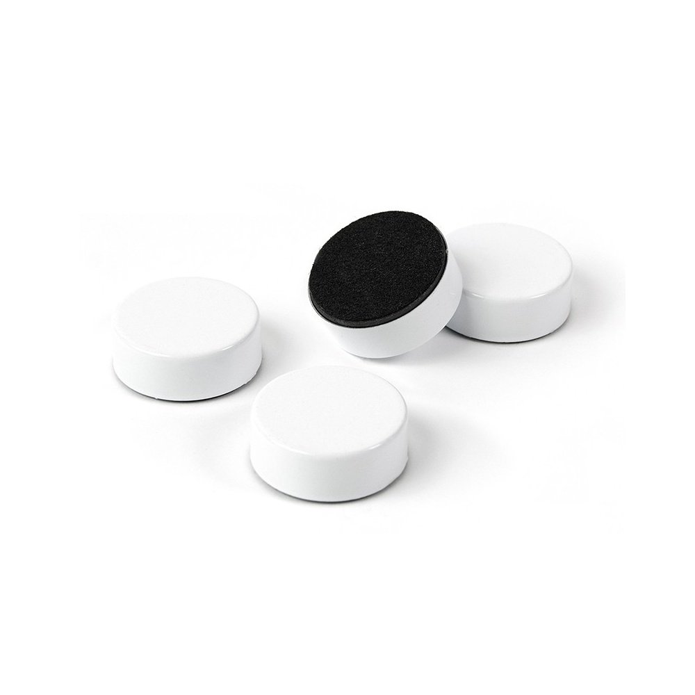 FIRST4MAGNETS Plain Circular Office Magnets-White (1 Set of 4) (23mm Dia x 9mm Thick)