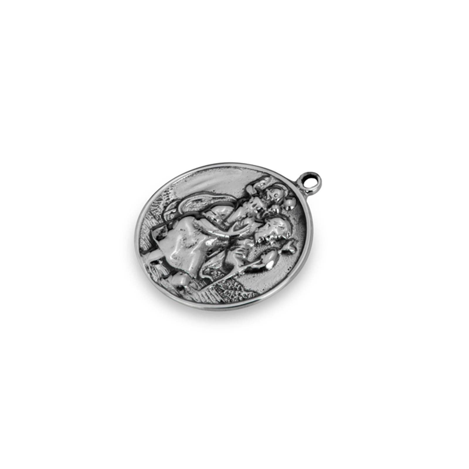 H.Bauer jun. St Christopher Pendant Diameter 2.5 cm 925 Silver for Hanging on a Chain or Keychain