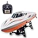 Fisca RC Racing Boat 2.4G Remote Control High Speed Electric Fast Boat (15MPH+) Toy with Two Hatches for Pools and Lakes, Capsizing Reset Function Transmitter with LCD Screen